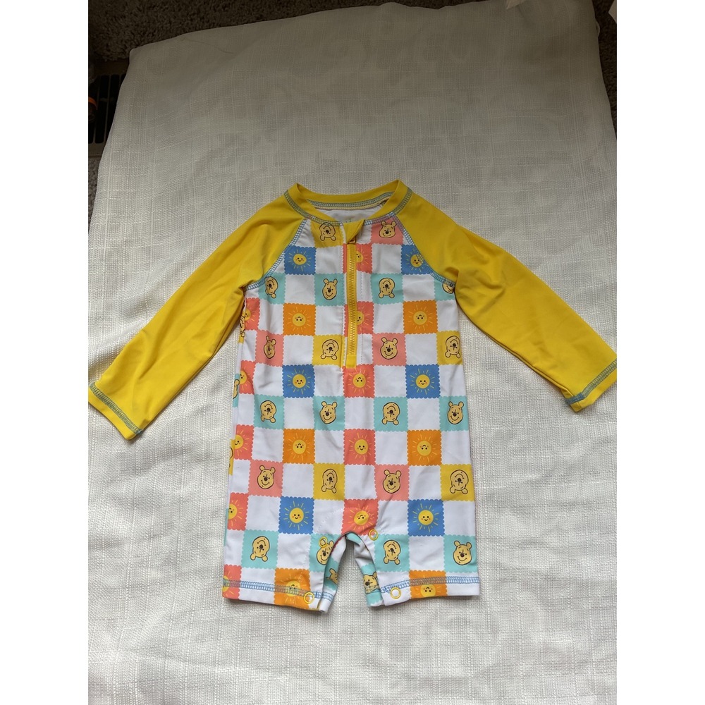 Disney Baby Winnie the Pooh Long Sleeve Rash Guard Swimsuit One Piece Yellow 12M